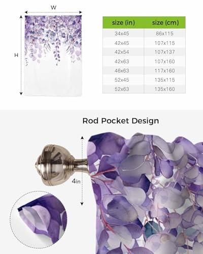 Eucalyptus,Romantic Elegant Flower Leaves 42″ x 54″ ( 107 x 137 cm) Purple