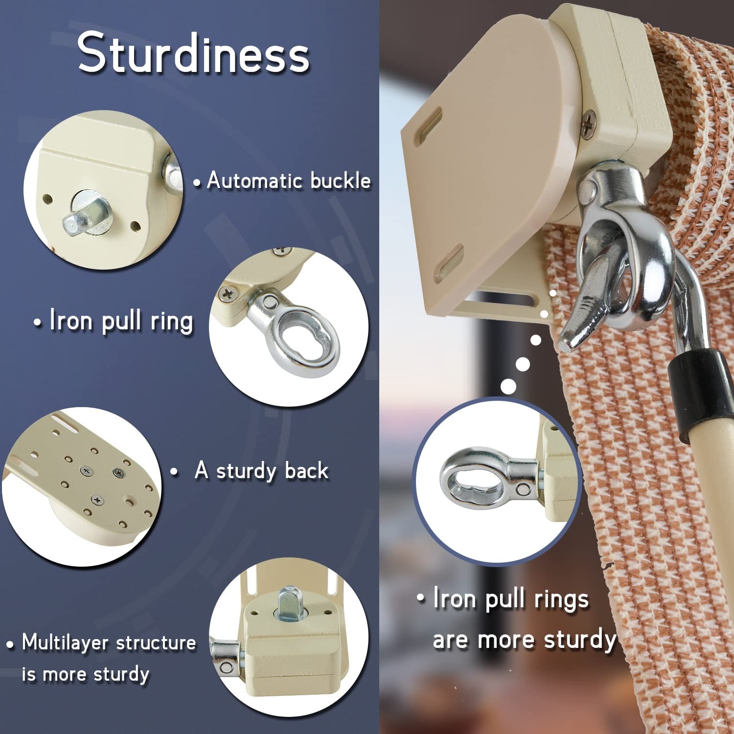 Lihopefe Sunshade Replacement Bracket, Metal Cordless bracket, Beige