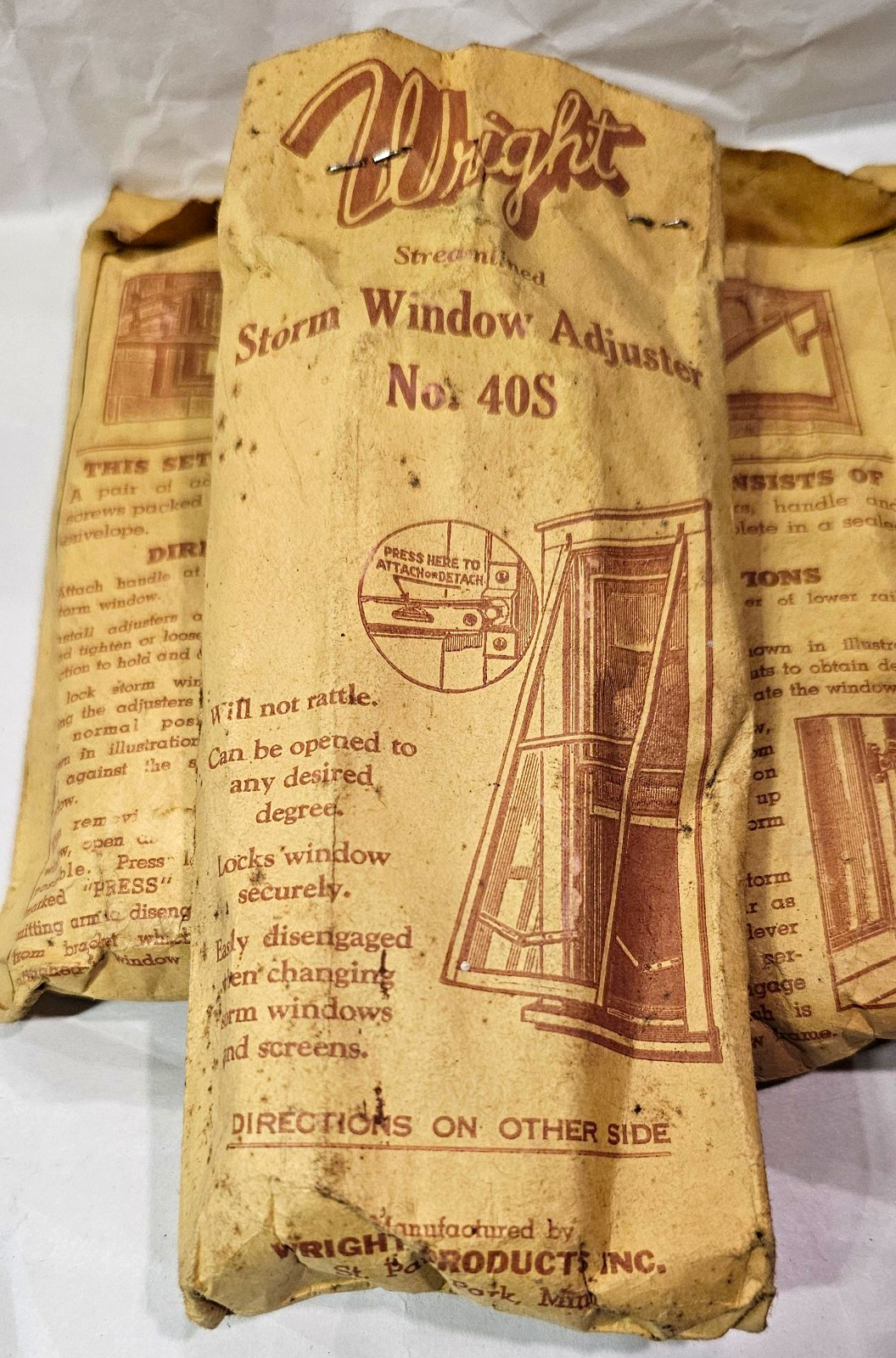 Lot of 3 Vintage Wright Products No. 40S Streamlined Storm Window Adjusters NOS