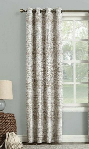 Sun Zero Darren Distressed Woven Jacquard Blackout Grommet 50″ x 63″, Camel, NEW