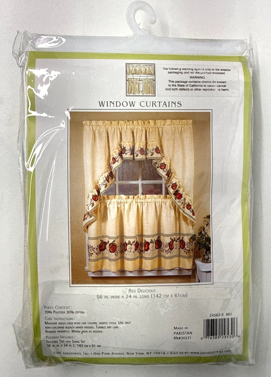 CHF & You Red Delicious Country Apples 3-Piece Window Curtain Tier Set, Ivory