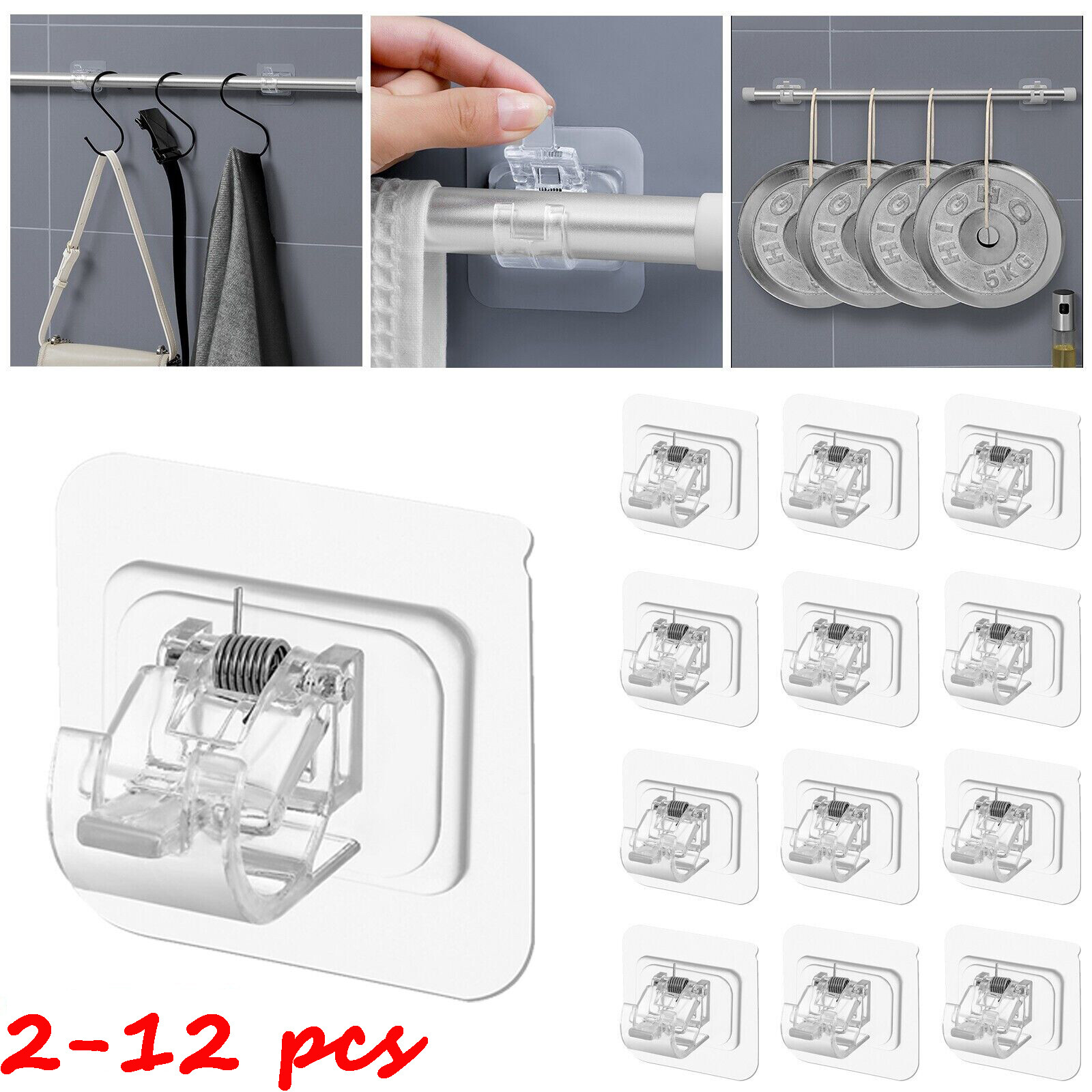 No Drill Self Adhesive Curtain Rod Bracket Drapery Hook Bracket Fix Rod Holder