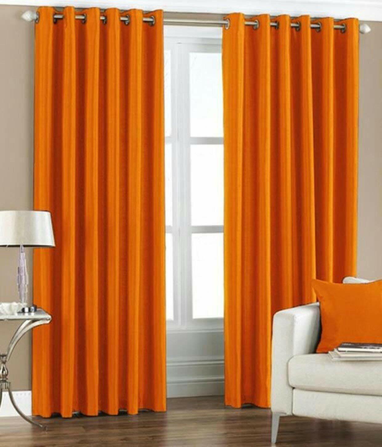 New Polyester 2 Piece Door Curtain Set – Orange, 4 x 7 ft.