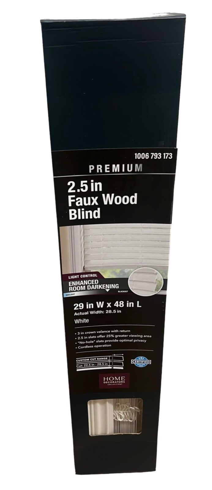 NEW Home Decorators Faux Wood Blinds 2.5 in – 29 in W x 48 in L White Enhance