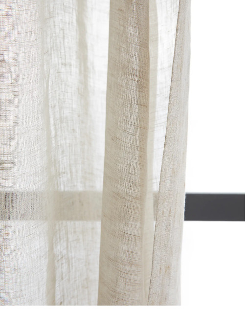 NWT QUINCE EUROPEAN LINEN SHEER CURTAIN PANEL SET OF 2 FLAX 48 X 96 MSRP $92