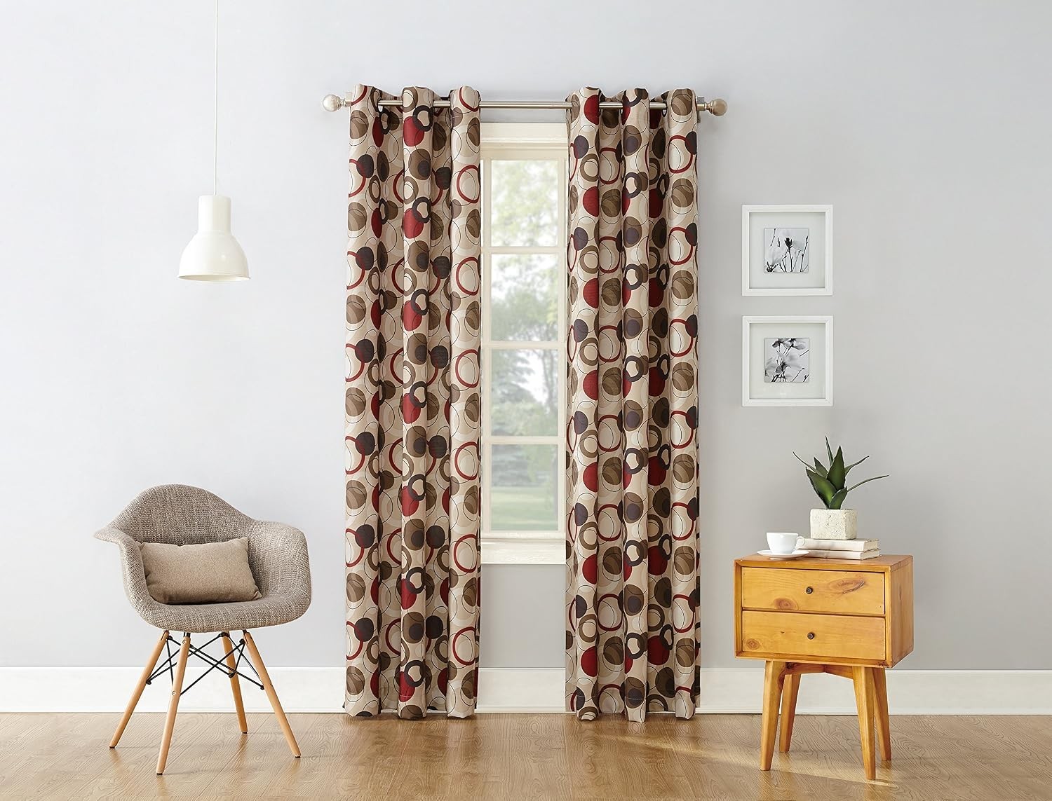Celestial Celestial Print Semi-Sheer Grommet Curtain Panel, 48″ x 84″, Paprika