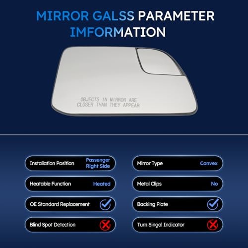 Passenger Side Mirror Glass Compatible With Ford Edge Mkx 2011 2012 2013 2014