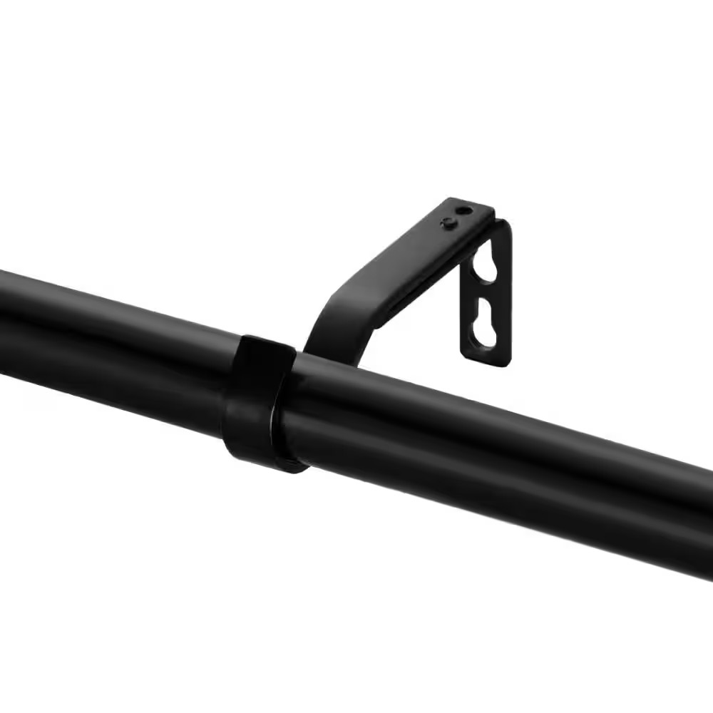 36 In. – 66 In. Adjustable Single Curtain Rod 3/4 In. Dia. in Matte Black with M