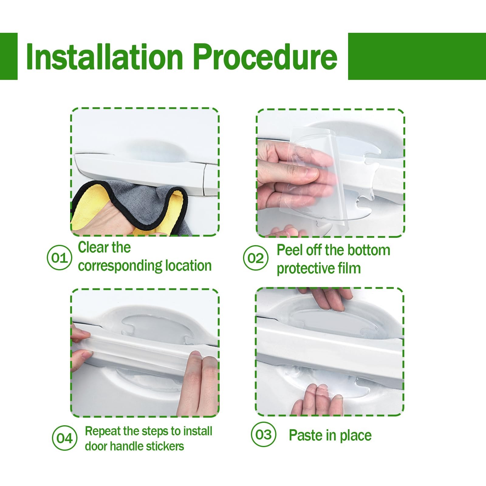 8Pcs 3D Transparent Car Door Handle Scratch Protector, Universal Bowl Side Pa…