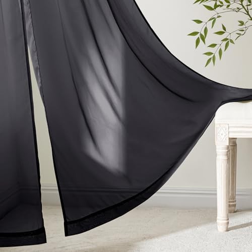 Valance for Windows, 4 Panels Set, Light 42″W x 14″L (Pack of 4) Black