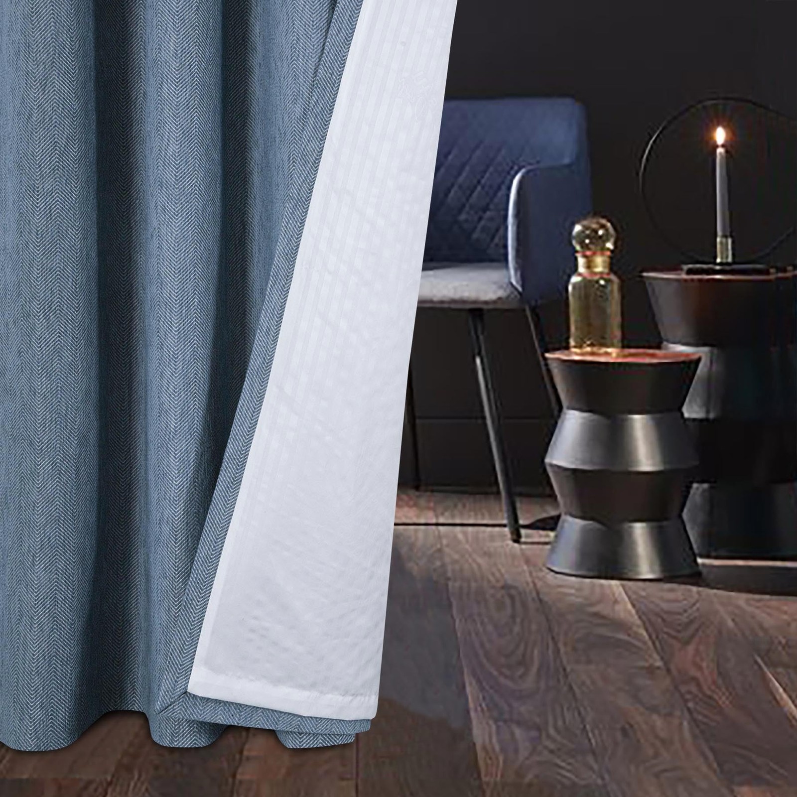 100% Blackout Jumbo Herringbone Pattern Curtains for Living Room 54 * 84 Inch…