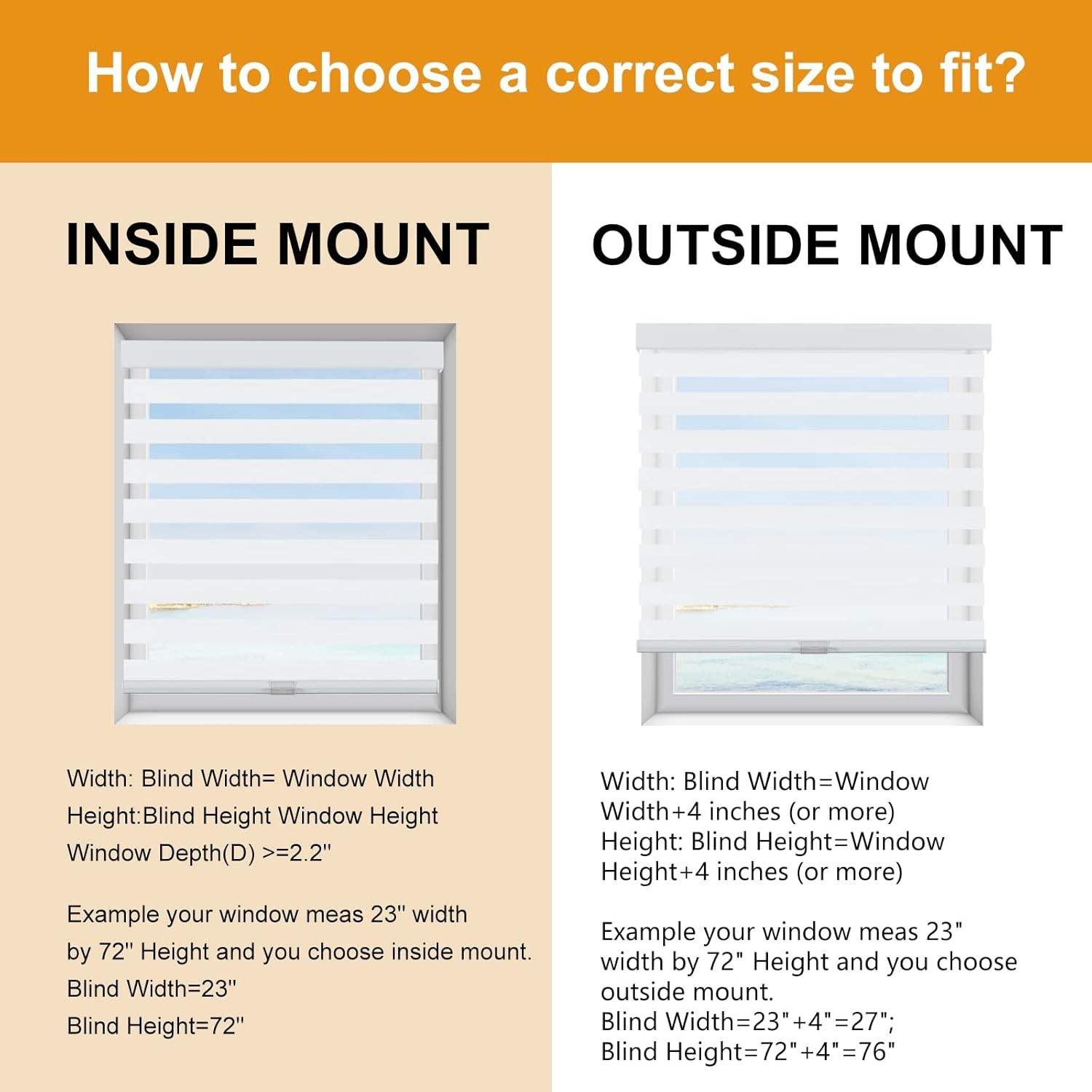 Cordless Zebra Blinds for Windows (45″ W x 64″ H, White) Light Filtering Zebra