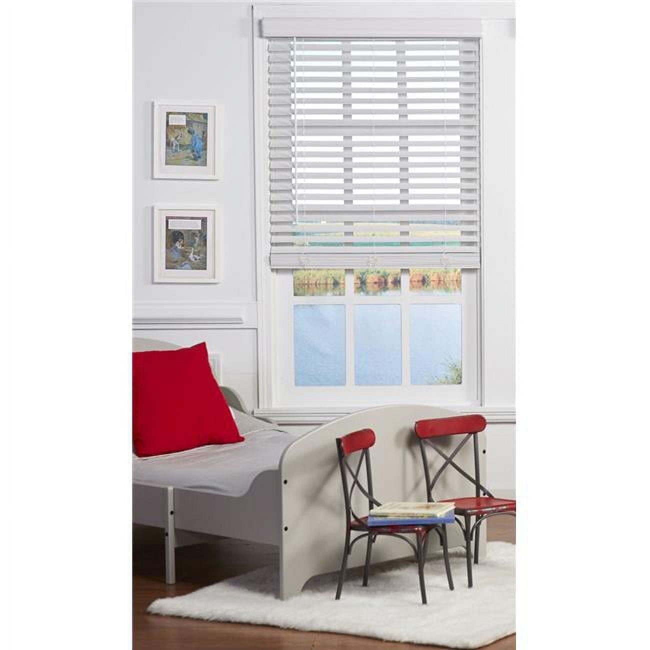 Safe Styles UBJ37X72WT 2 in. Cordless Faux Wood Blind, White – 37 x 72 in.