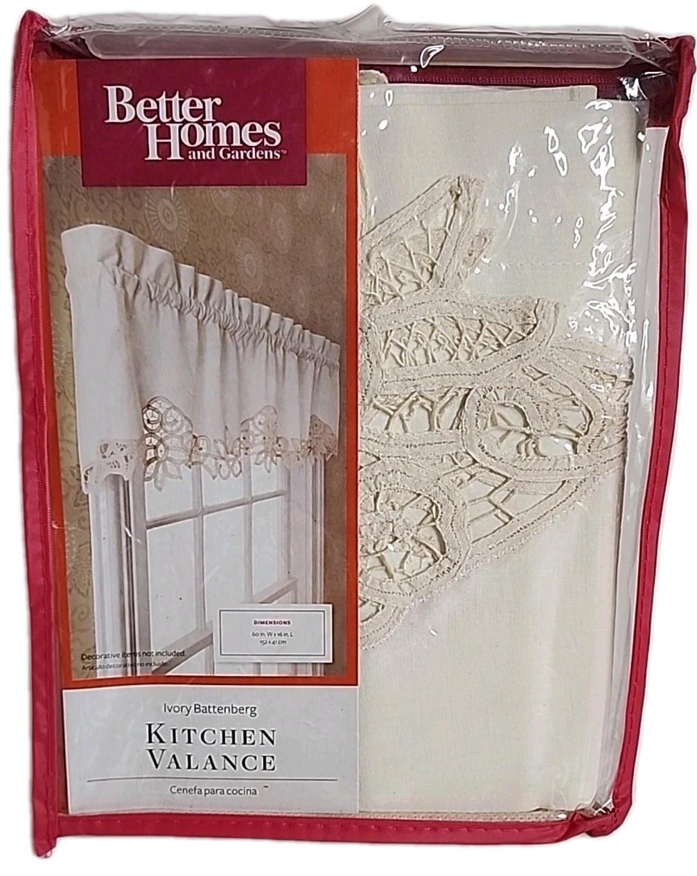 Better Homes And Gardens Ivory Battenberg Valance 60″x16” Farmhouse Style (T134)