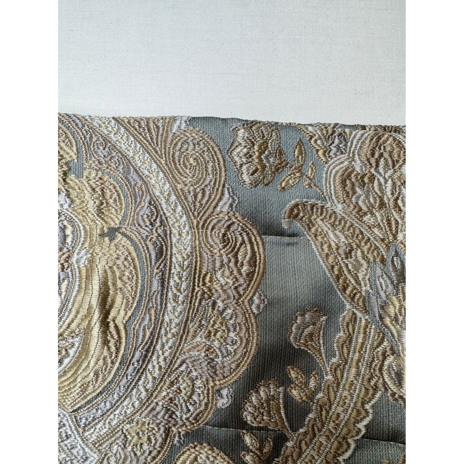 Rose Tree Norwich Medallion Set 5 Blue Gold Damask Paisley Lined Valances Luxury
