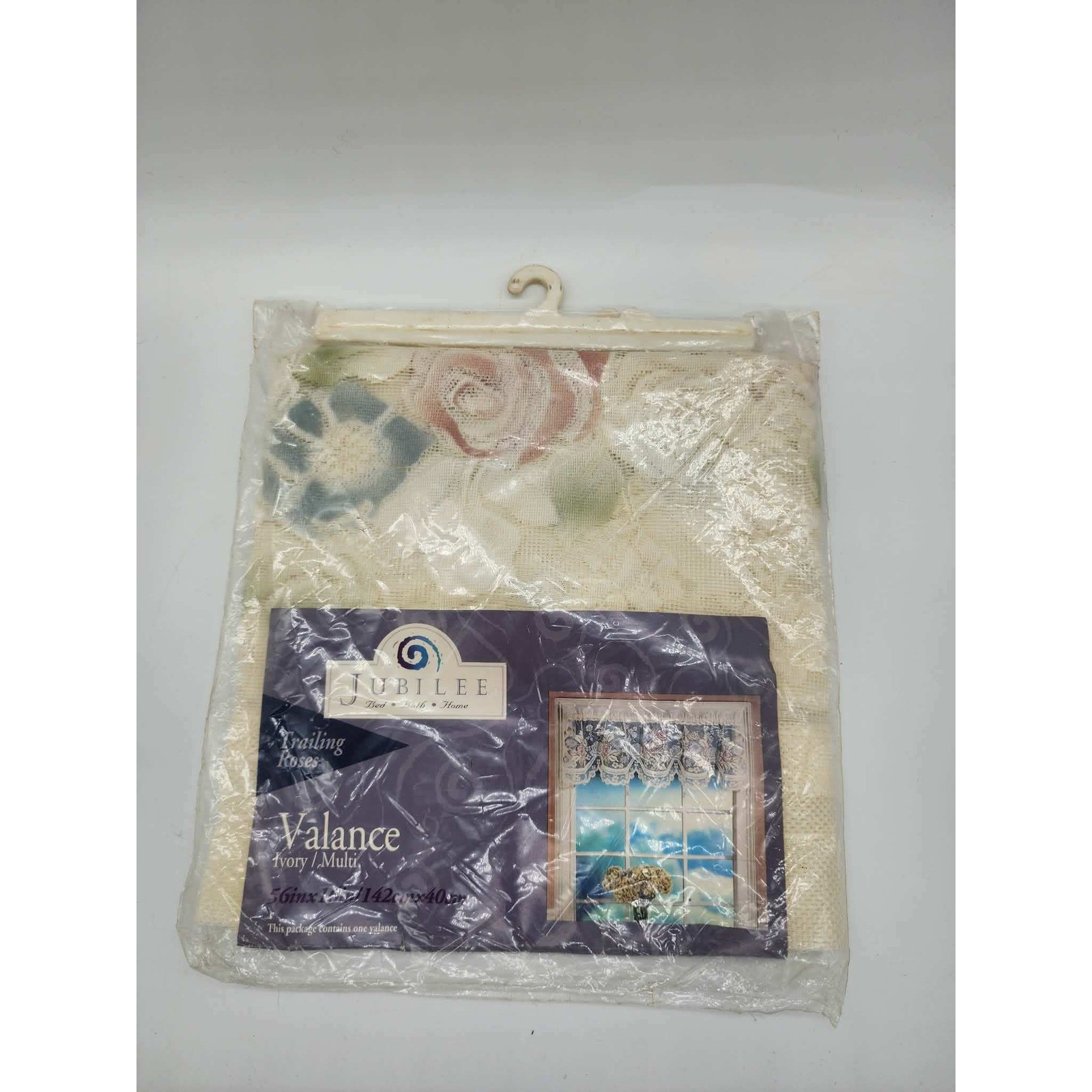 Jubilee Trailing Roses Lace Window Valance Ivory Multi Floral 56×16 Made in USA