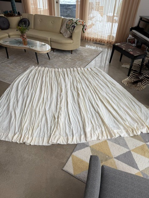 Vintage Custom Made Lined 2 Panels Cream /White 80 X 70 in.
