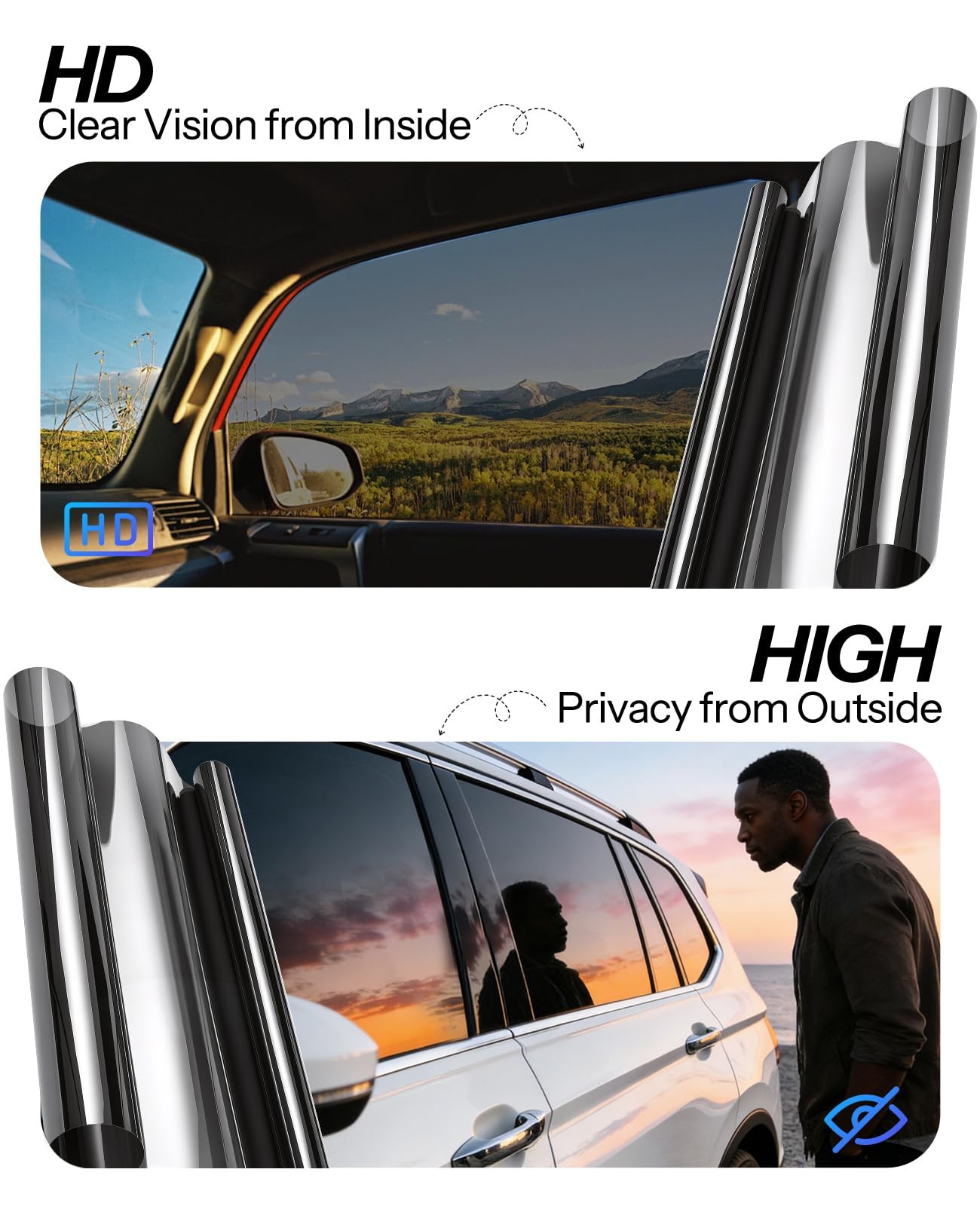 5% Window Tint Car with 5 Percent VLT 20 in x 20 Ft Privacy Ceramic Window Tint