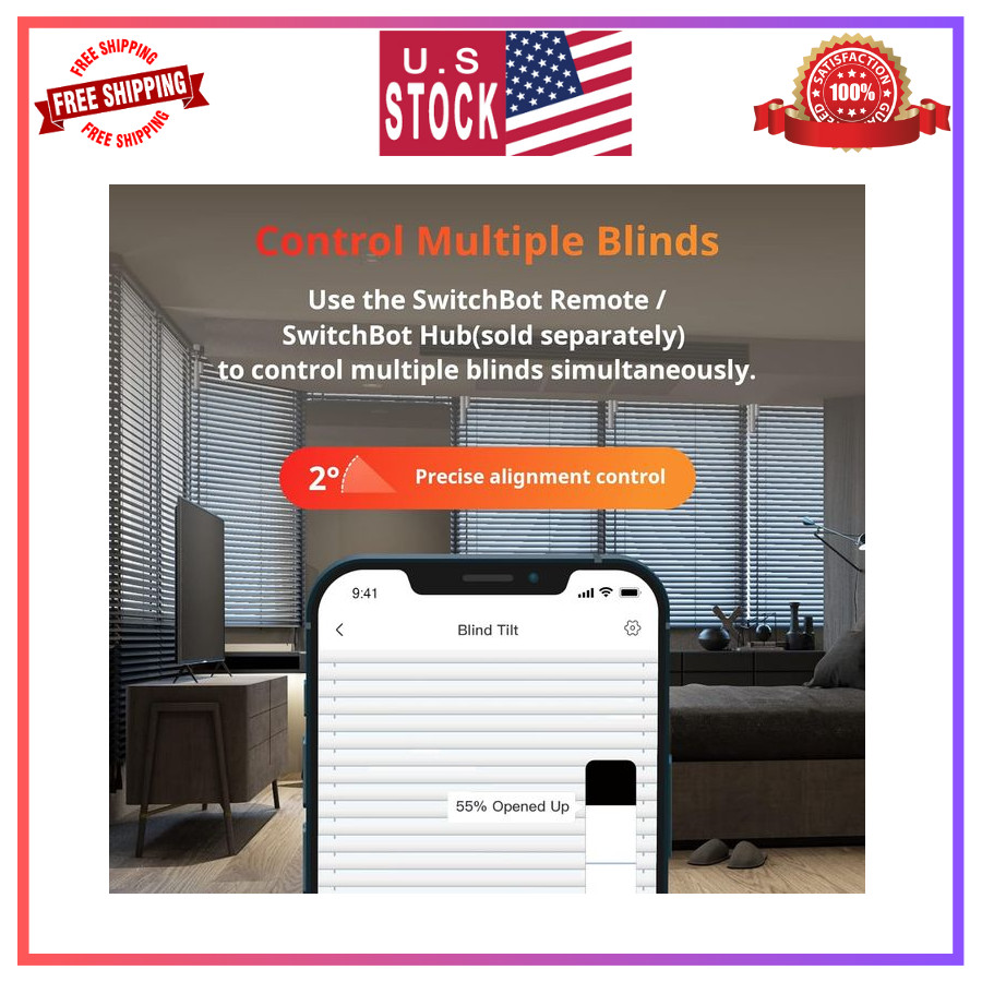 SwitchBot Blind Tilt Motorized Smart Blinds Solar Powered Bluetooth Control
