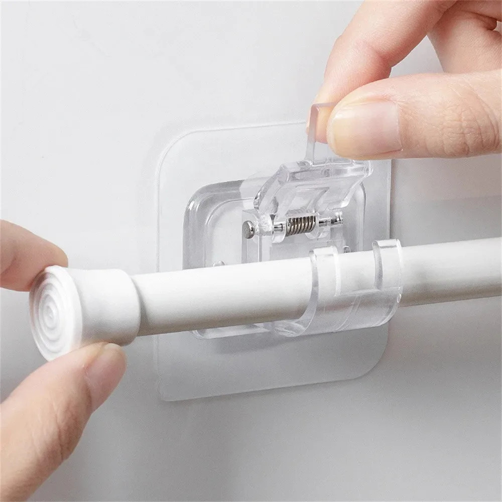 8 PCS No Drill Curtain Rod Brackets No Drilling Self Adhesive Curtain Rod Holder