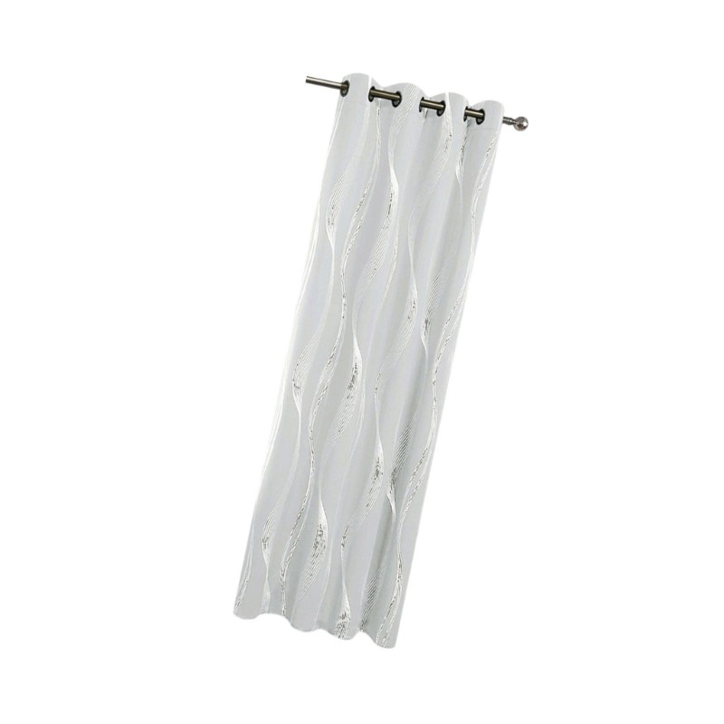 Black out Curtain With Silver Waves Print Light Blocking For Privacy And Comfort