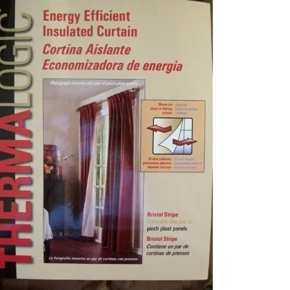THERMALOGIC Energy Insulated Curtains 72X84 Chocolate Brown Bristol Stripe Panel