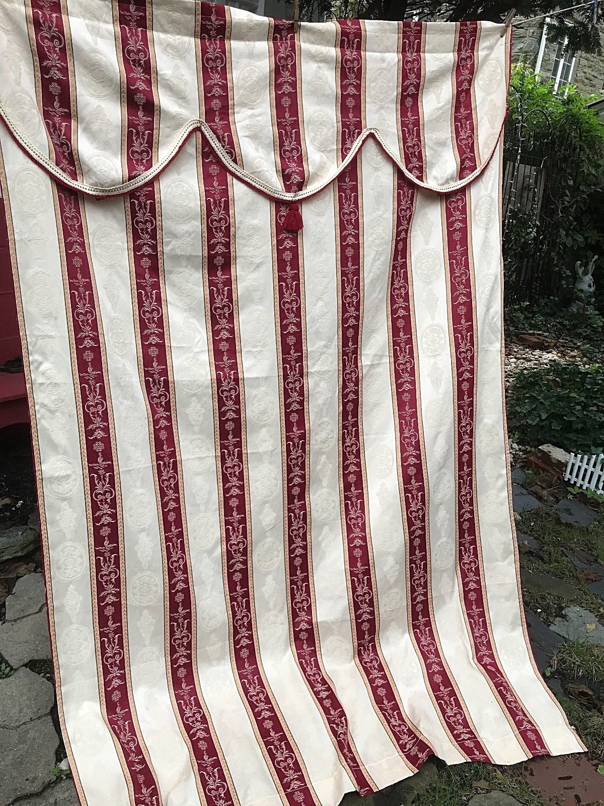 Curtain Drape Panel Valance Stripe Embossed Fabric Pocket Rod 58×88