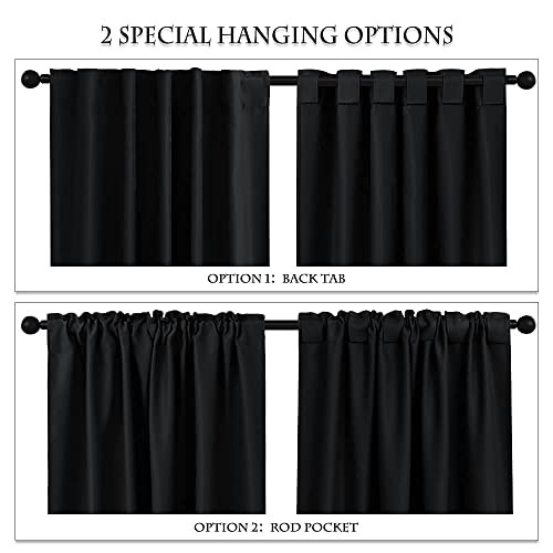 Shortout Curtains 45 inch Long – Thermal 42″W x 45″L (Pack of 2) Black