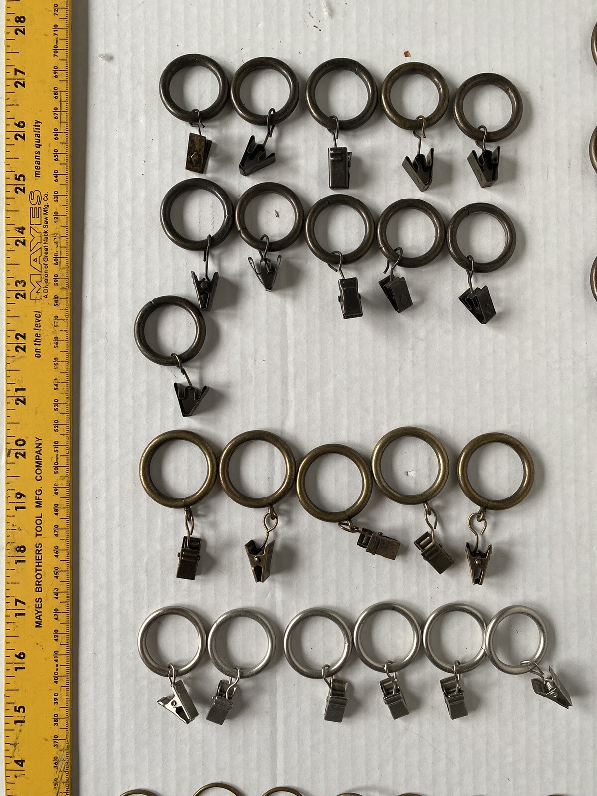 Lot of 90+ Metal Curtain Drapery Rod Rings & Clips Various Finishes And Sizes
