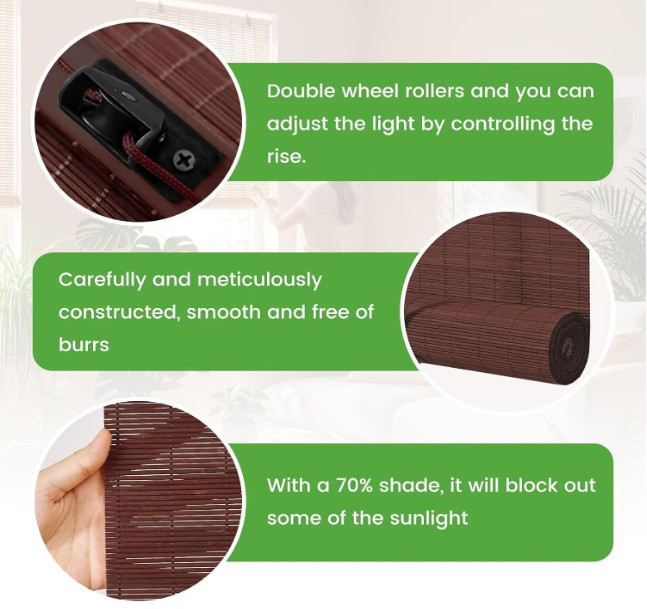 Bamboo Blinds Roller Shades for Windows Bamboo Shades for Indoor and Outdoor Pat