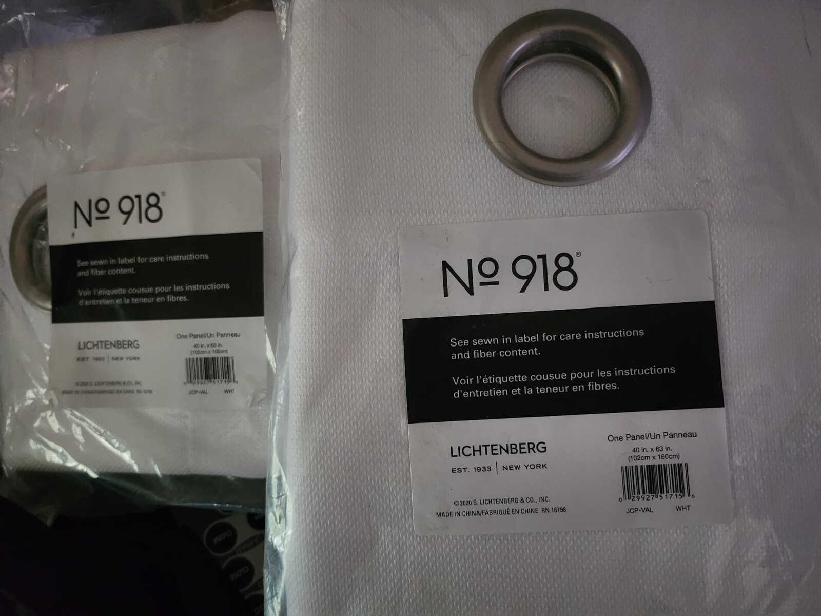 2 CURTAIN PANELS WITH LARGE GROMMET (WHITE) 40″x63″ Boutique LICHTENBERG