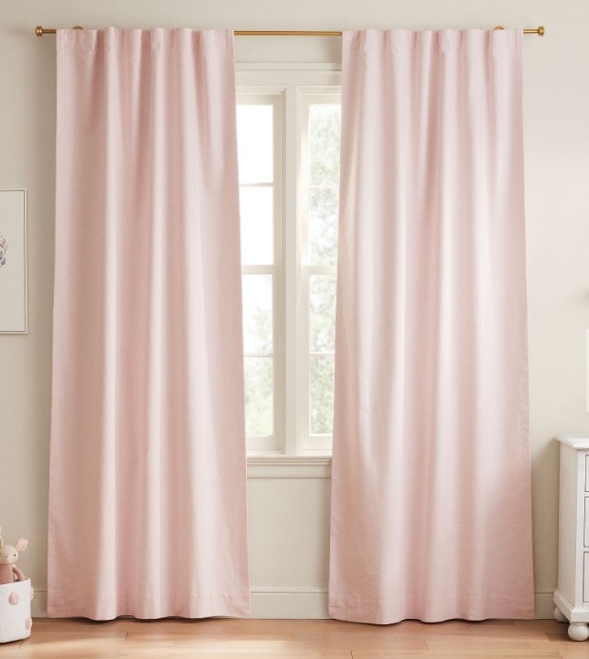 Pottery Barn Kids Evelyn Linen Blackout Curtain – Light Pink