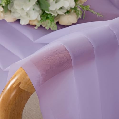 Sheer Curtains 63 Inch Length 2 Panels, Light 42″W x 63″L (Pack of 2) Lilac