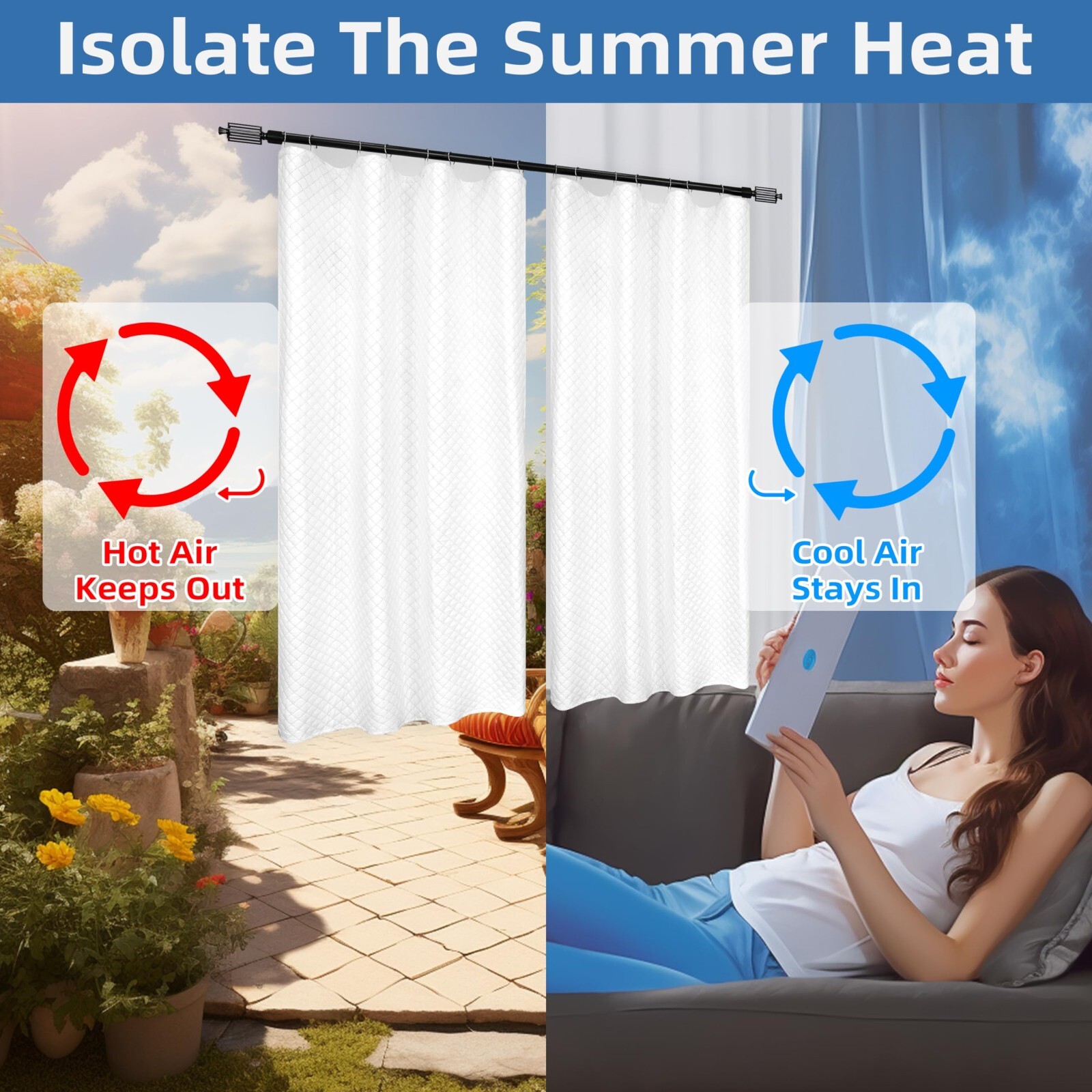 2 Soundproof Thermal Insulated Quilted Curtain Liners Noise Reducing for Bedroom