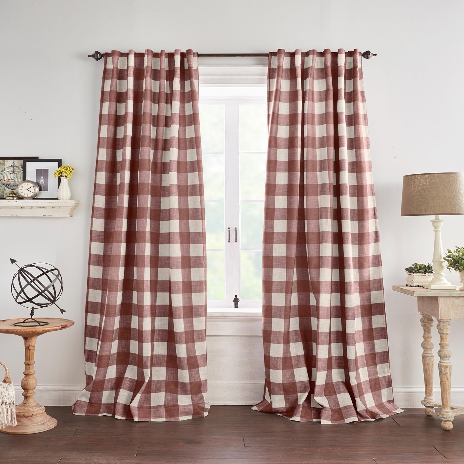 Elrene Home Fashions Farmhouse Living Grainger 52″W x 84″L (Pack of 1), Red