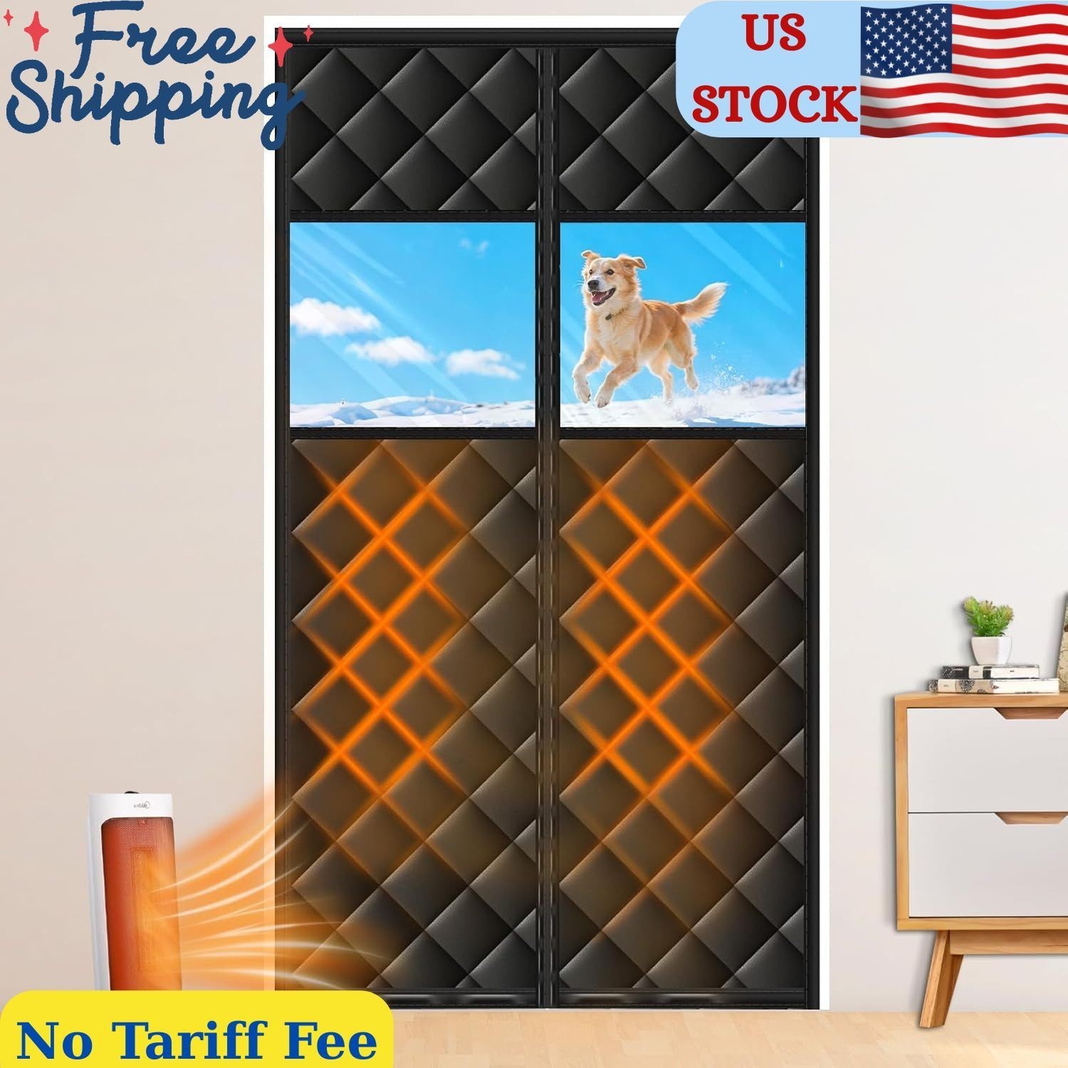 Upgraded Magnetic Thermal Insulated Door Curtain, Fit Door Size 36×80 in