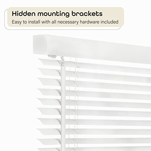 Cordless Light Filtering Mini Blind – 27 Inch Width, 64 27″W x 64″H Pearl White