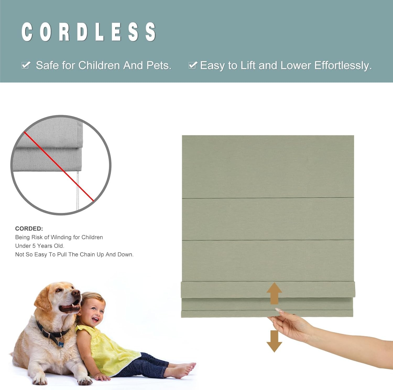 Changshade Blackout Cordless Blinds for Window No Tools No Drill Roman Shades