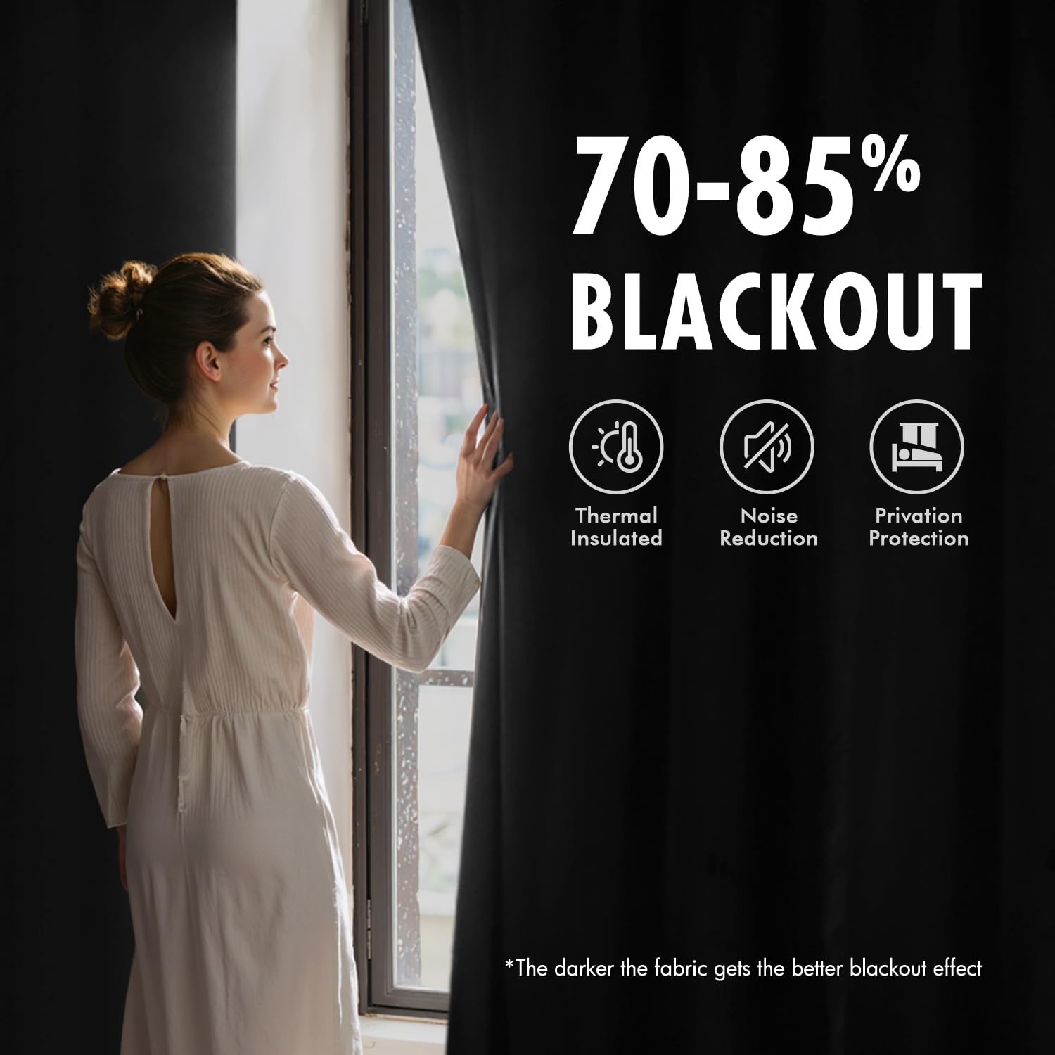 MIULEE Black Velvet Blackout Curtains 84 Inch Long Luxury Super Soft Thermal …