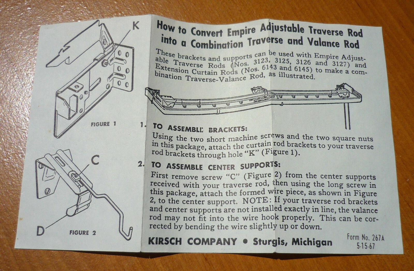 Vintage Kirsch Empire Traverse & Valance Rod Combination Conversion Kit
