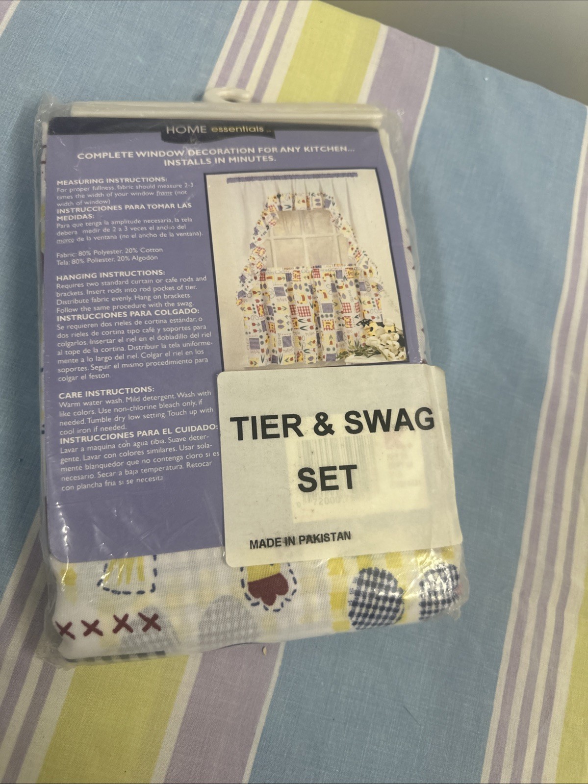 Home Essentials Tier & Swag Set Fresh Eggs Tulips Chicken Curtains Vintage