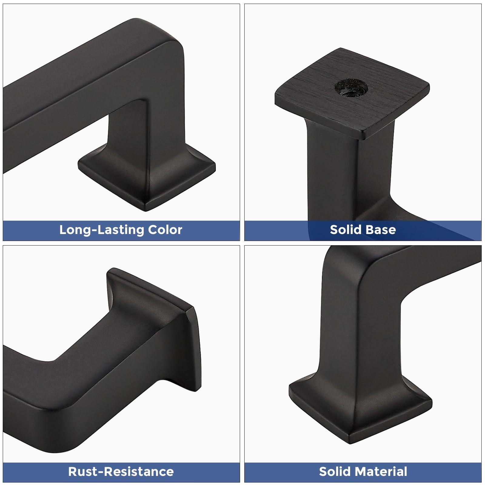 Matte Black Cabinet Pulls Drawer Handles, 5 Inch CC (128mm), 5 Pack | Solid B…