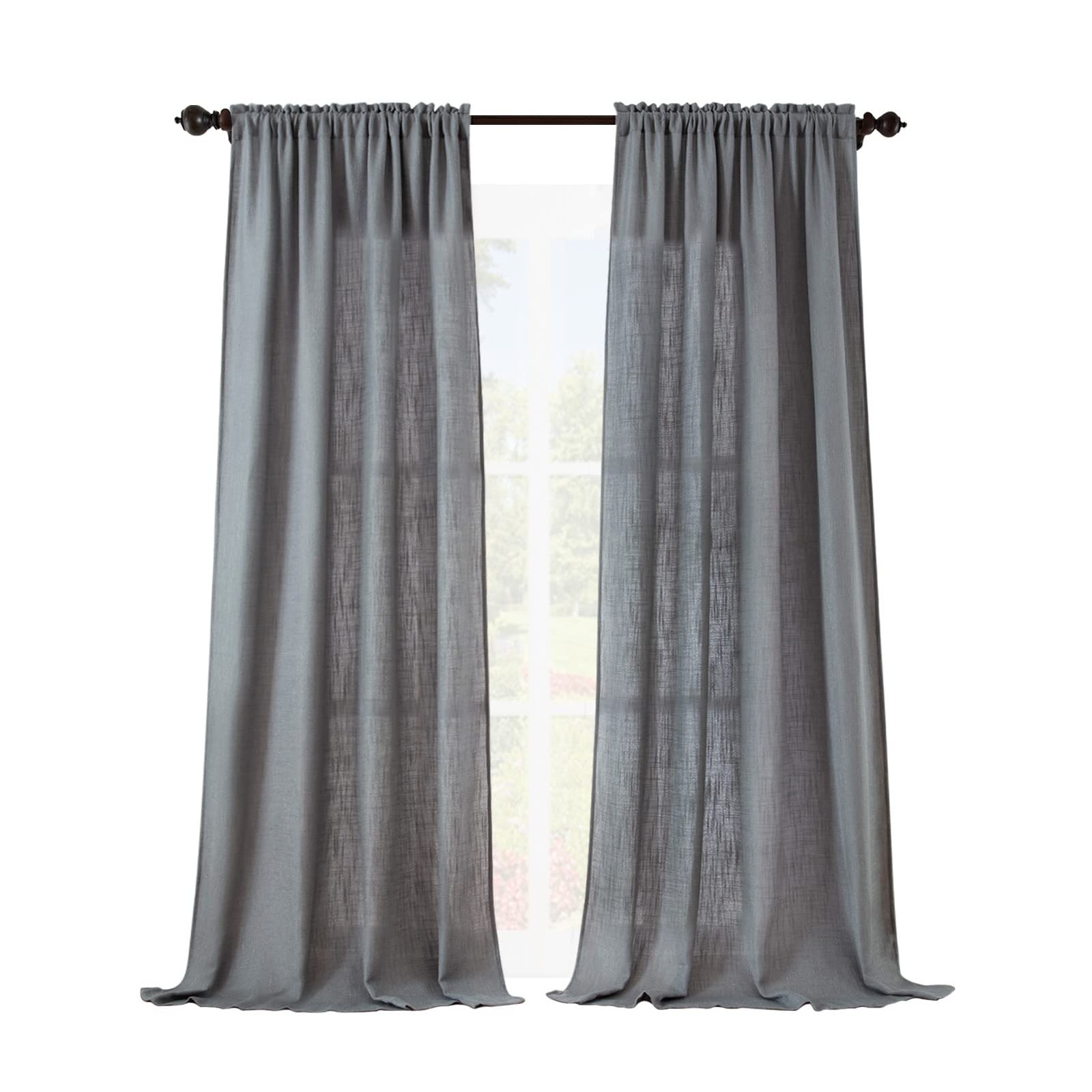 Soft Burlap Natural Rod Pocket Window Curtain Panels for Living Room Patio Do…