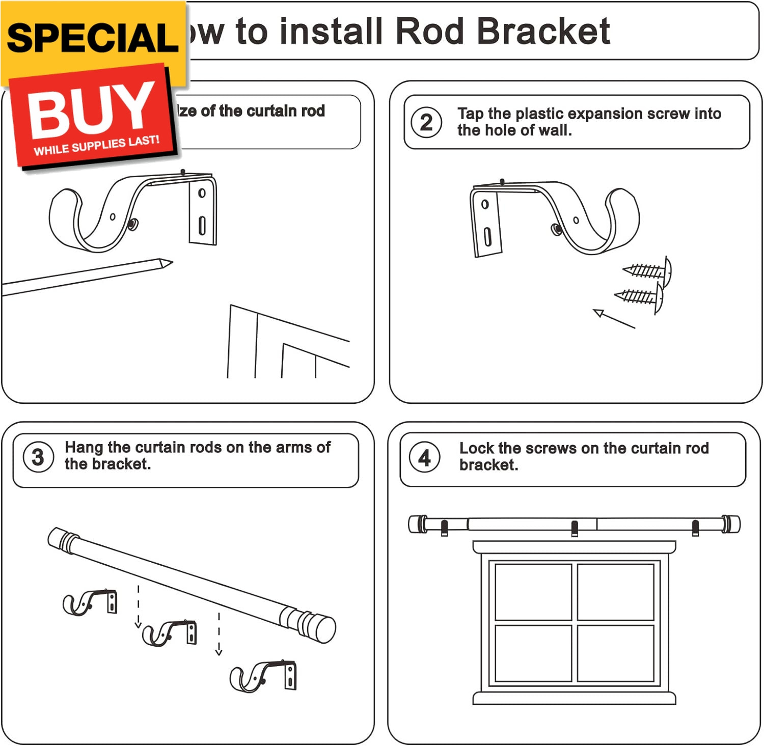 Curtain Rods for Windows 16 to 144 Inches Adjustable Length 1 Inch Diameter Wind