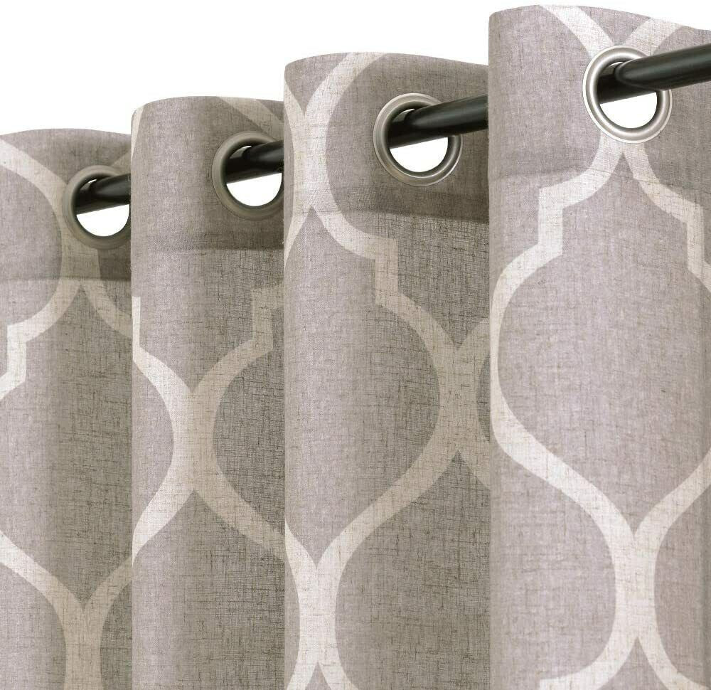 Linen Curtains Light Filtering Grommet Drapes W50 x L84 Inches