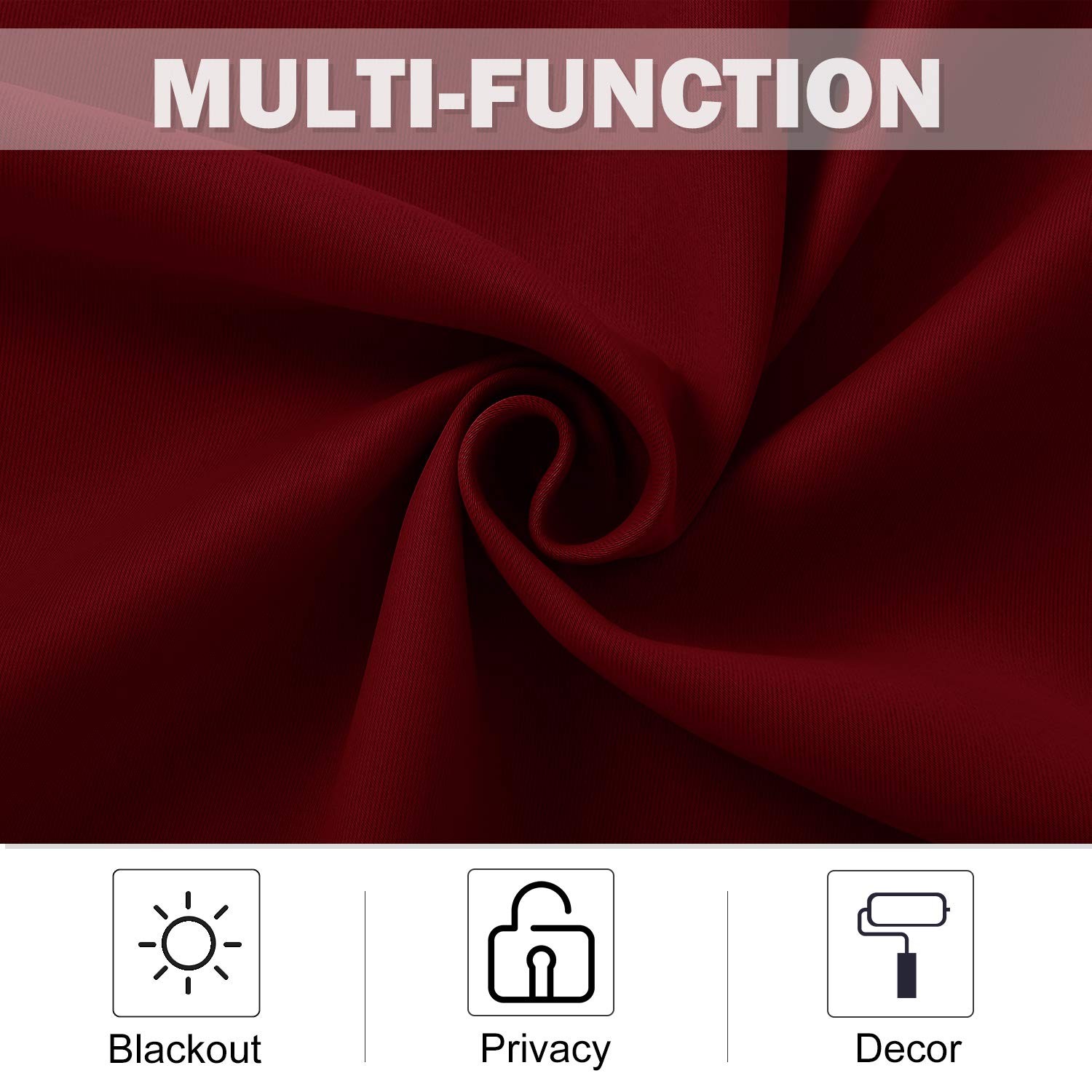 NICETOWN Red Blackout Curtains for Small Window-Thermal Insulated Eyelet Plain