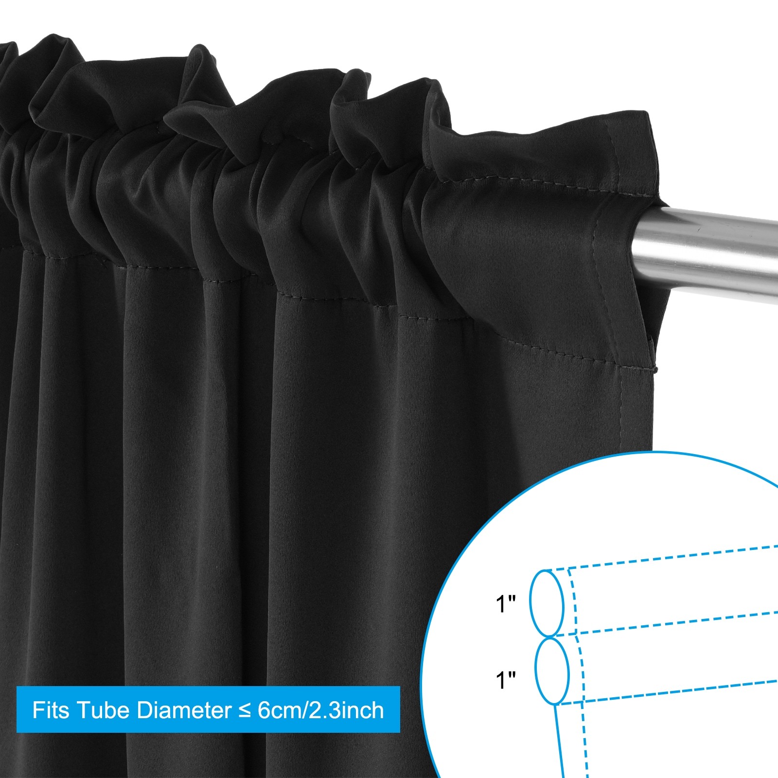 Blackout Door Curtain 25″W x 40″L French Window Door Curtain 1 Panel Black