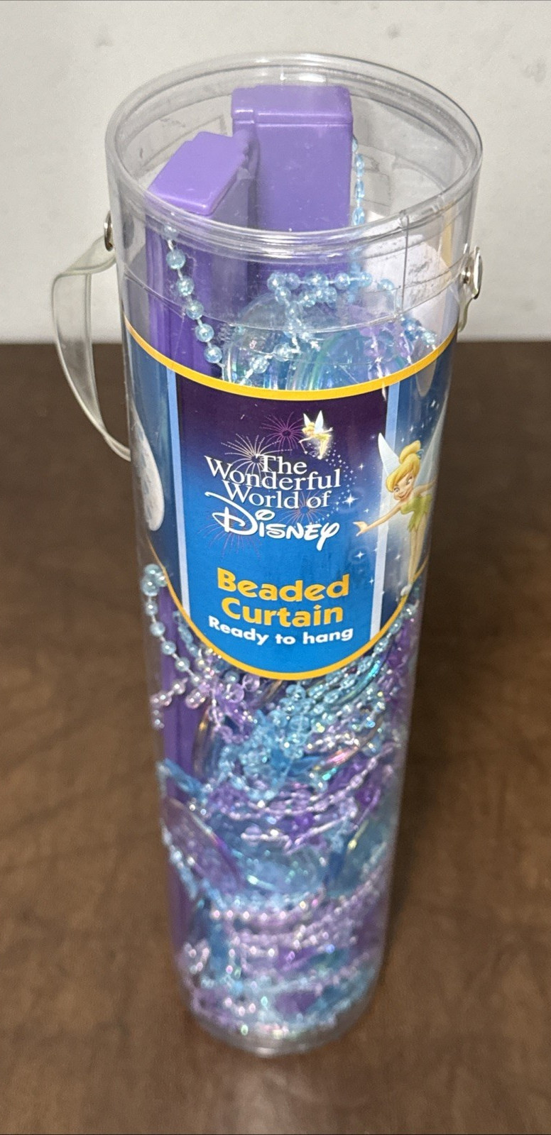 NEW Disney Tinkerbell & Stars Plastic Beaded Door Curtain Iridescent Purple Blue