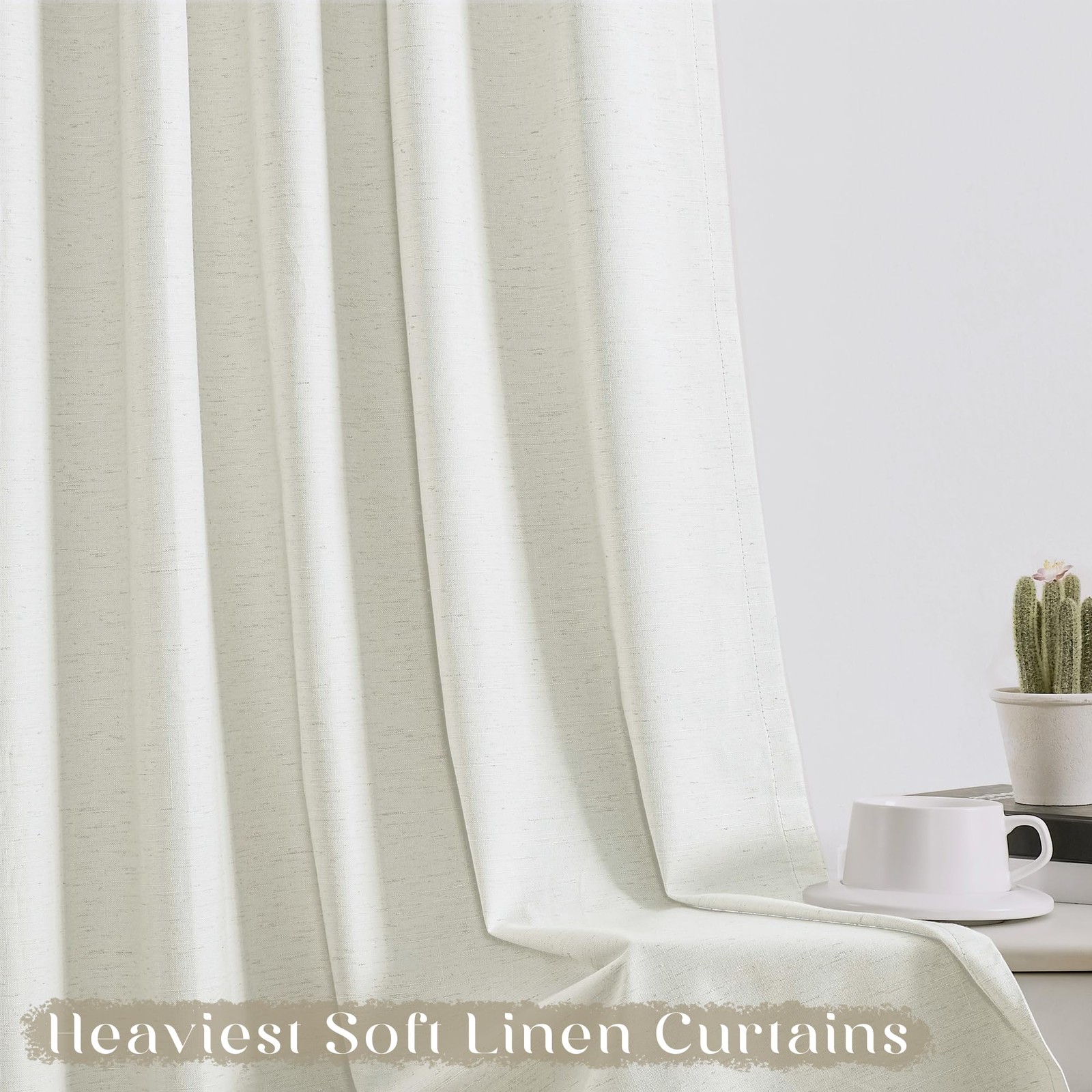 Blackout Curtains 54 Inch Long for Kitchen, Natural Beige 2 Panels