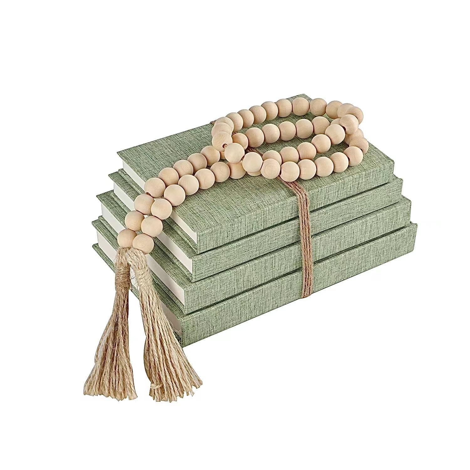 Linen Covered Decorative Books 4 Pieces, Neutral Home Decor Coffee Table Book…
